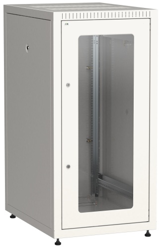 ITK Шкаф сетевой LINEA E 27U 600x800мм с щеточными вводами стеклянная дверь серый | код LE35-27U68-G-Z | IEK
